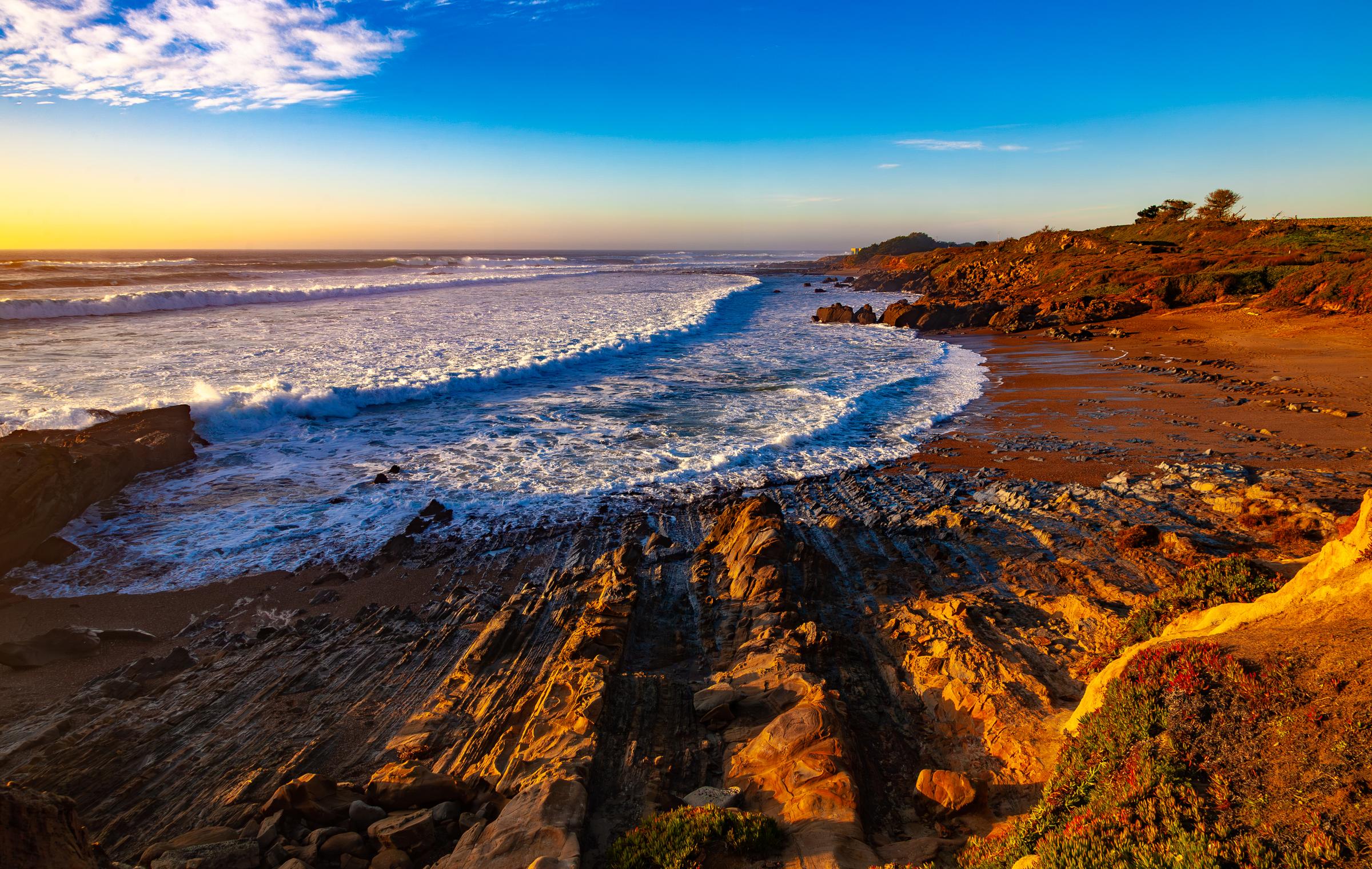 Coastal Waves at Sunset