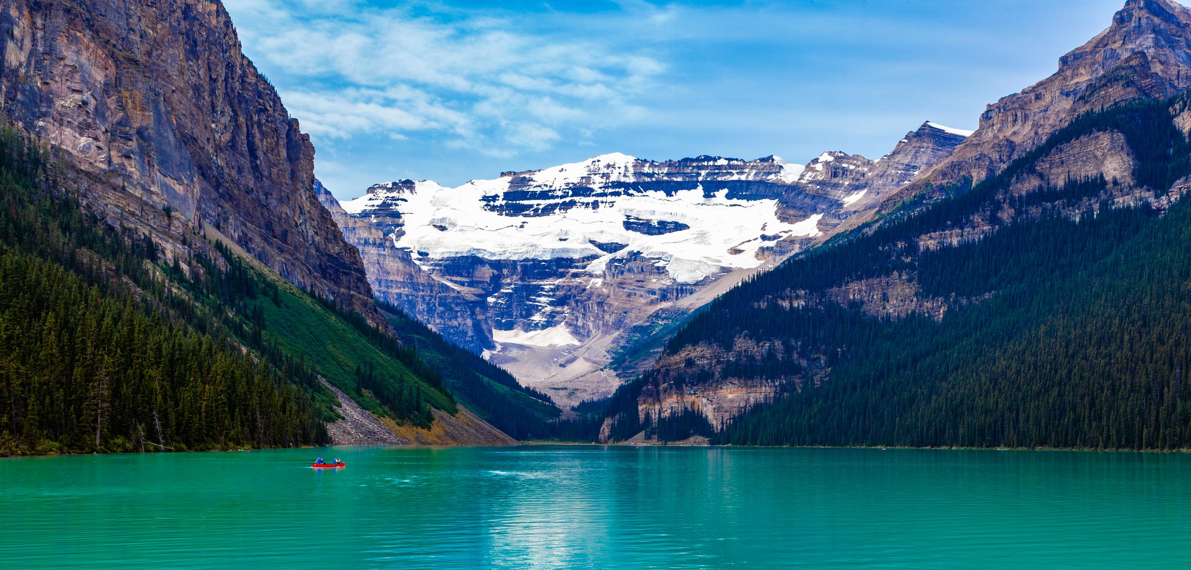 Lake Louise with Canoes Icefields Parkway AB Canada