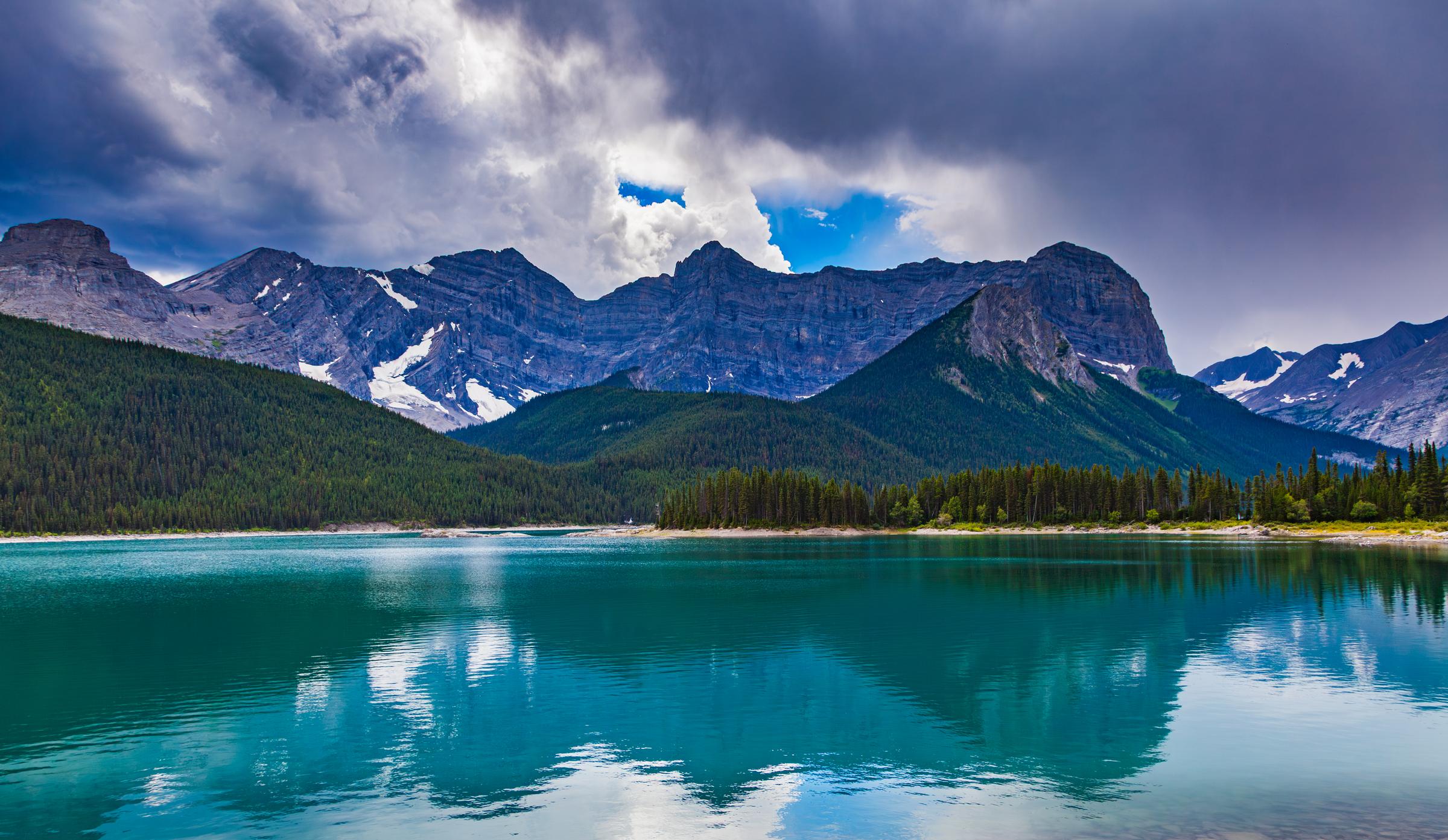 Mountain lake reflection Along Transcanada AB Canada