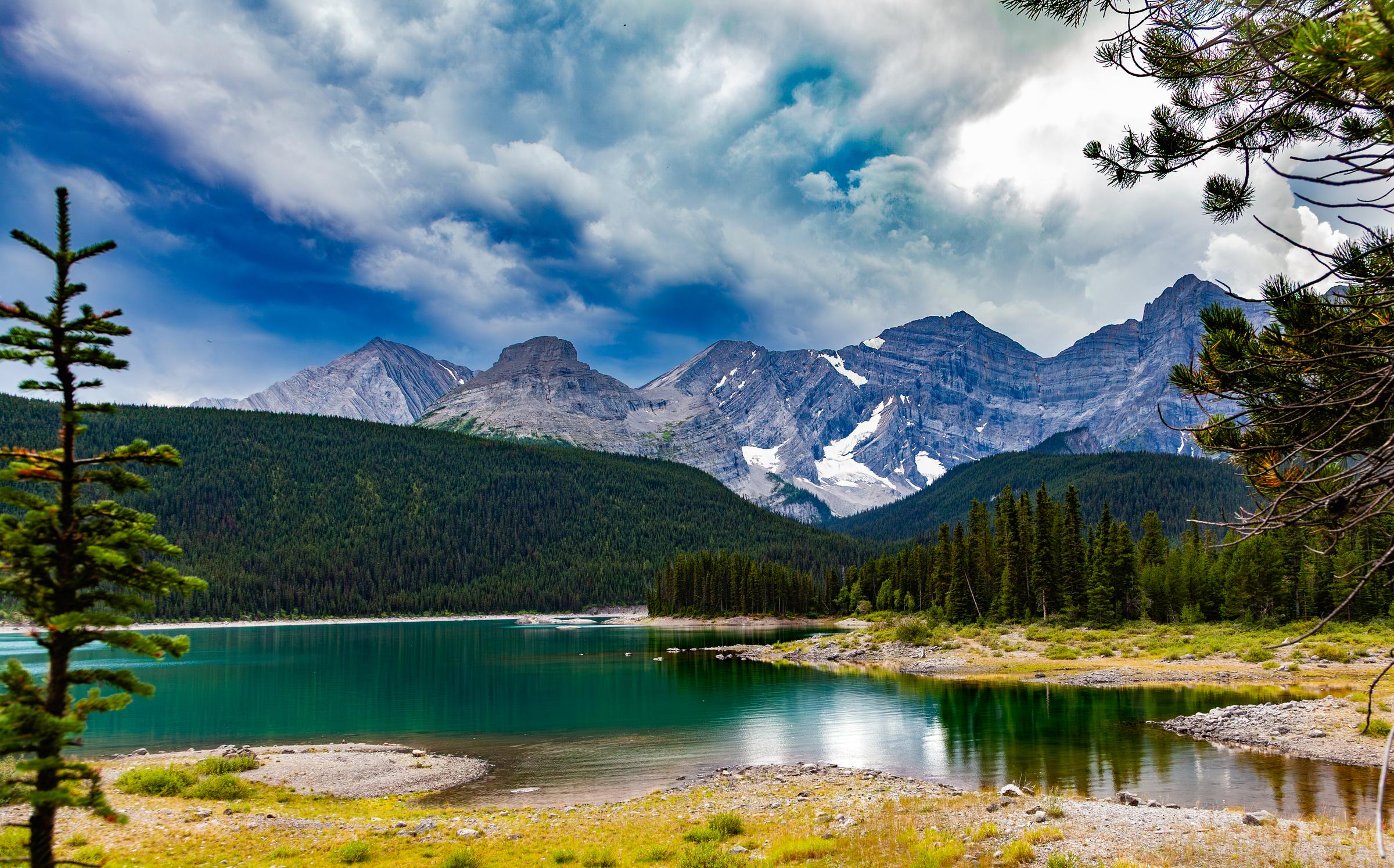 Lake in the Mountains Along Transcanada AB Canada
