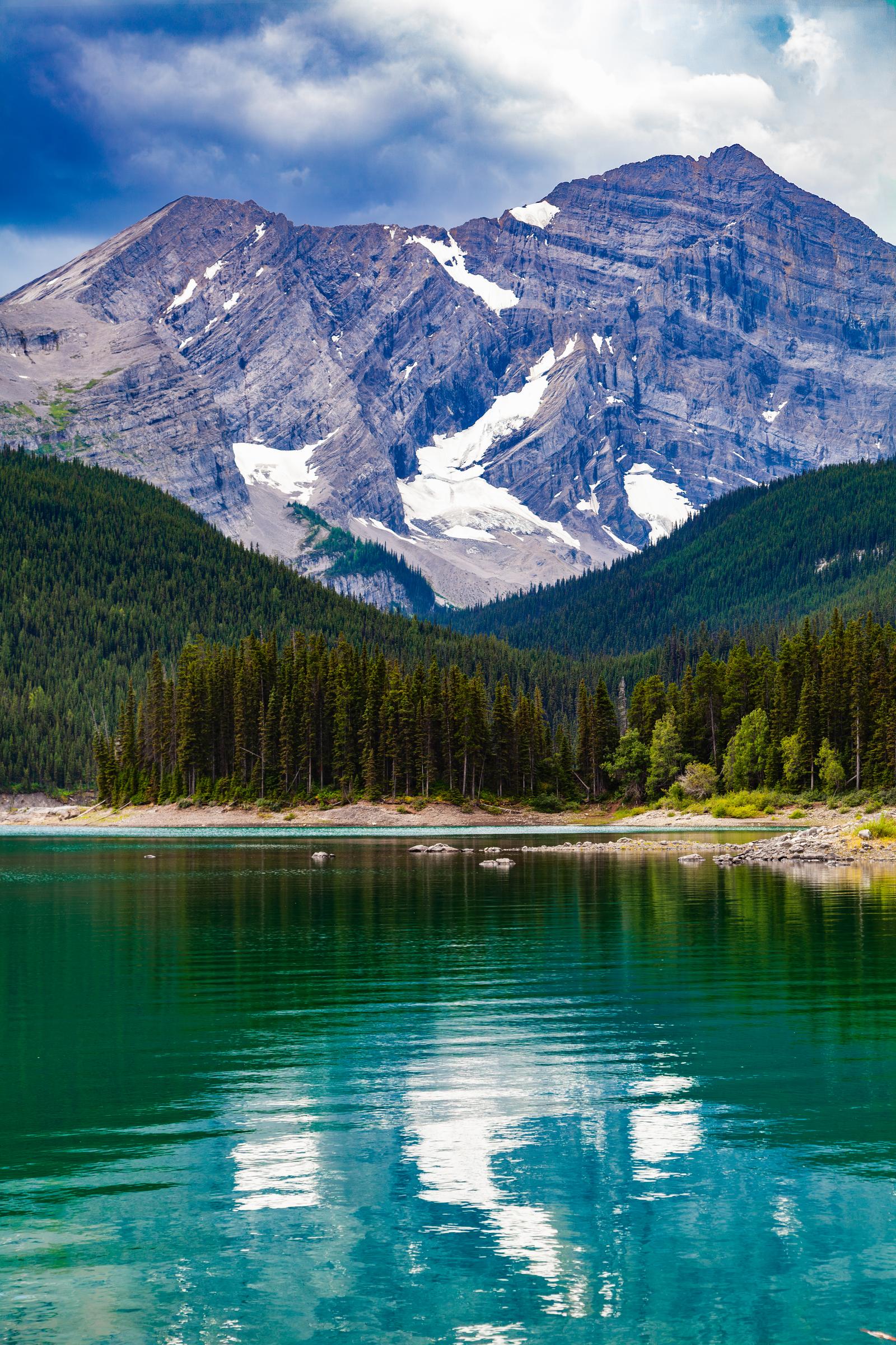 Lake and Mountains Along Transcanada AB Canada