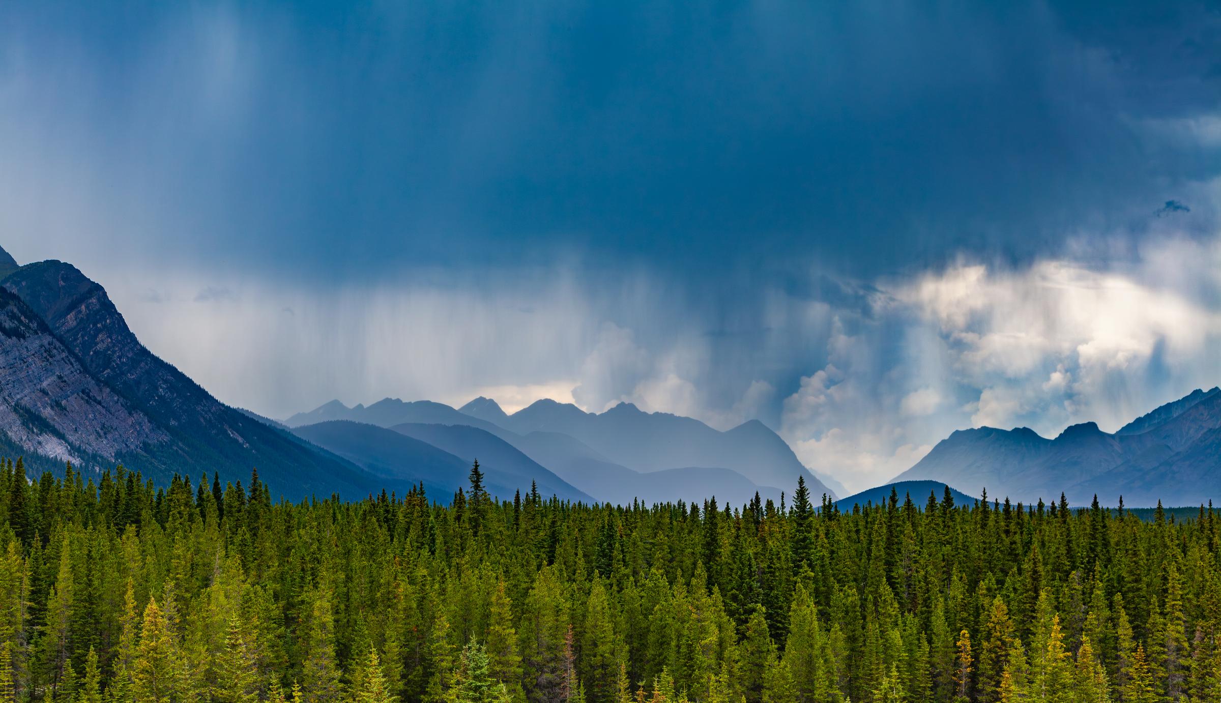 Stormy Mountains Along Transcanada AB Canada