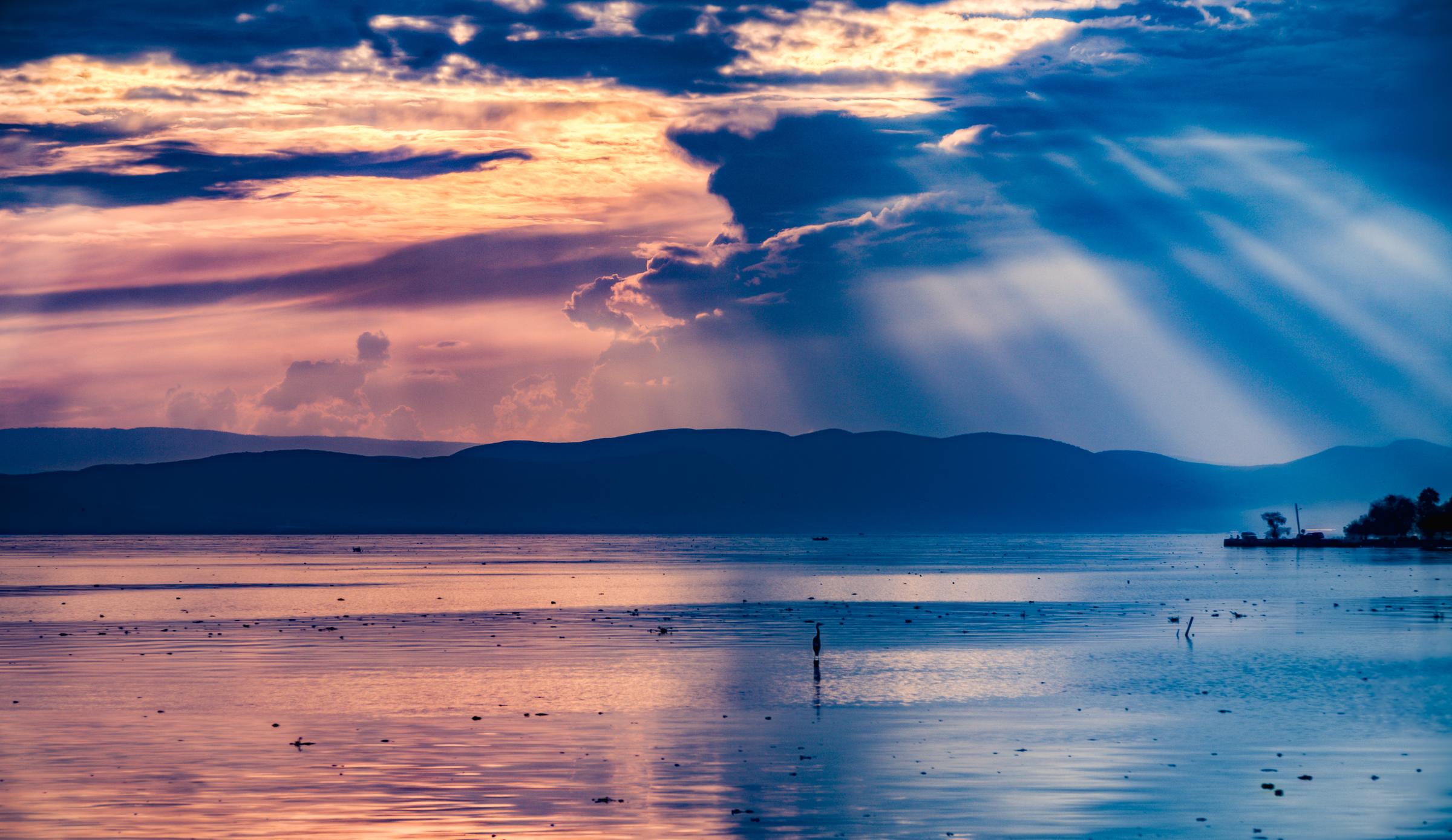 Sunset over a Lake Chapala