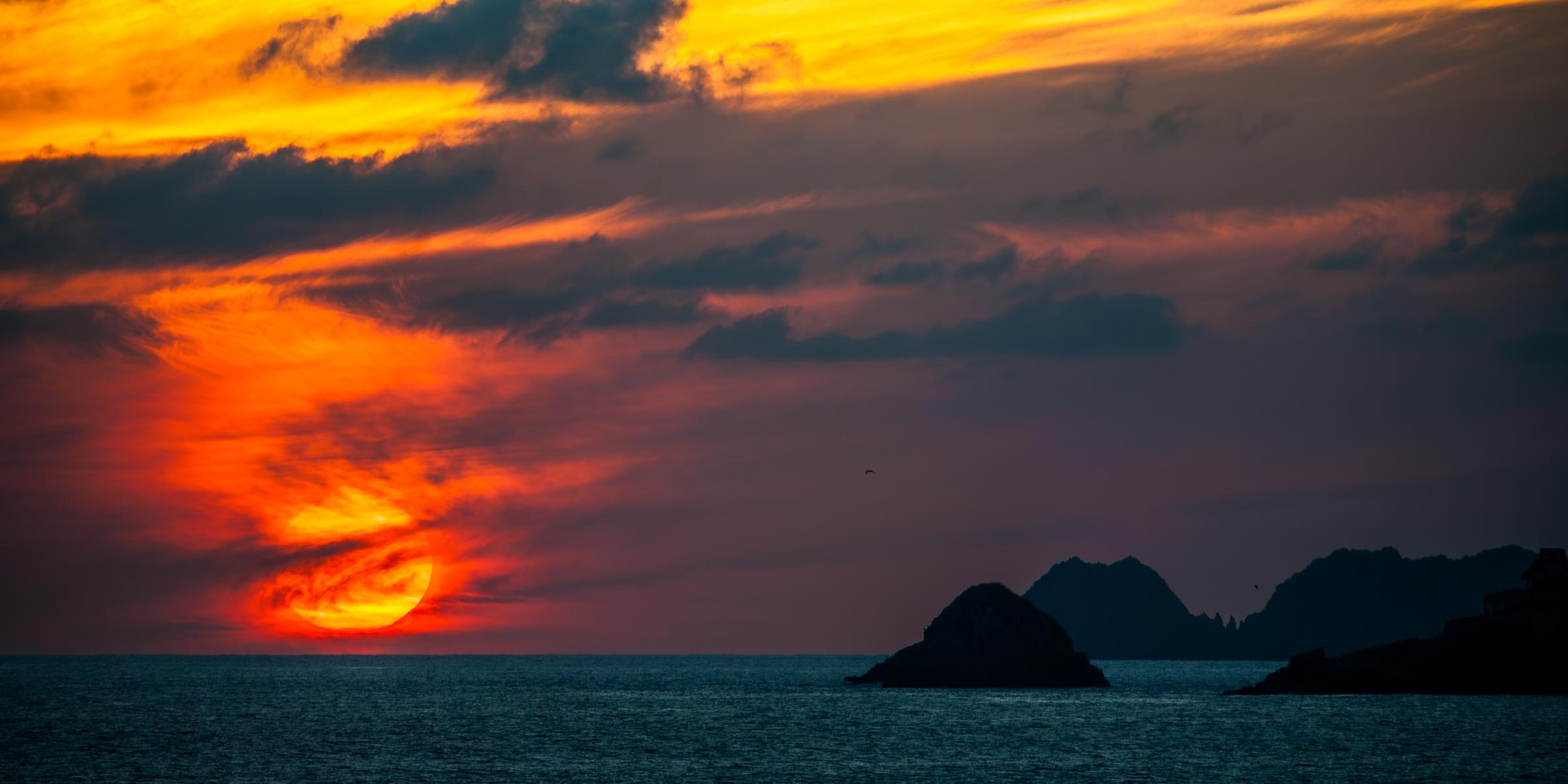 Sunset over the ocean Manzanillo Colima Mexico