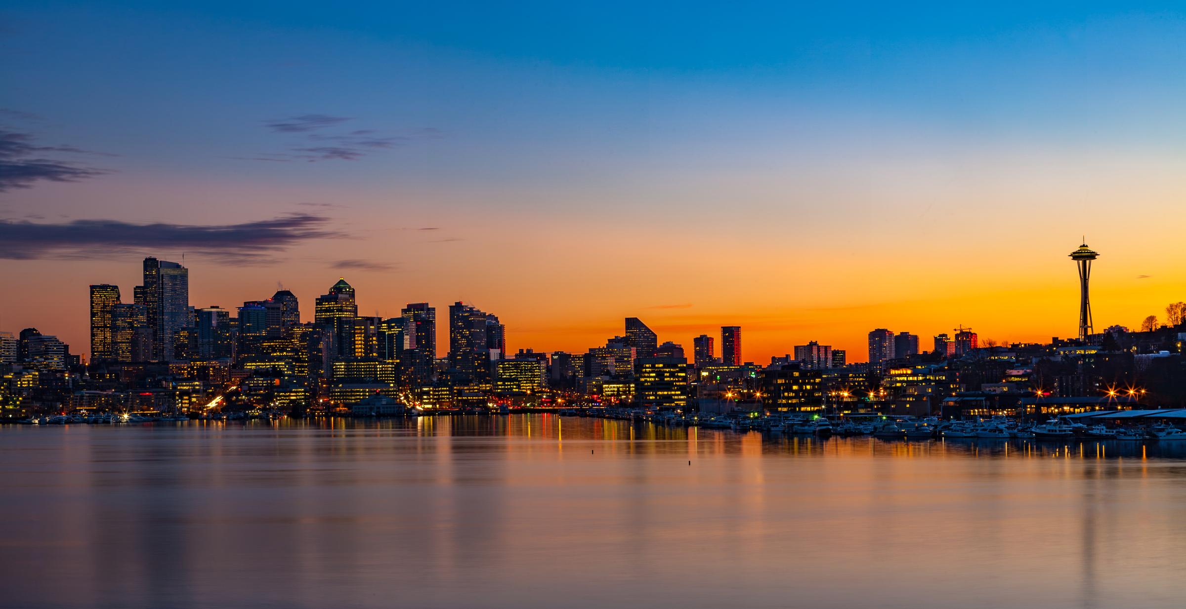 Seattle skyline at dusk