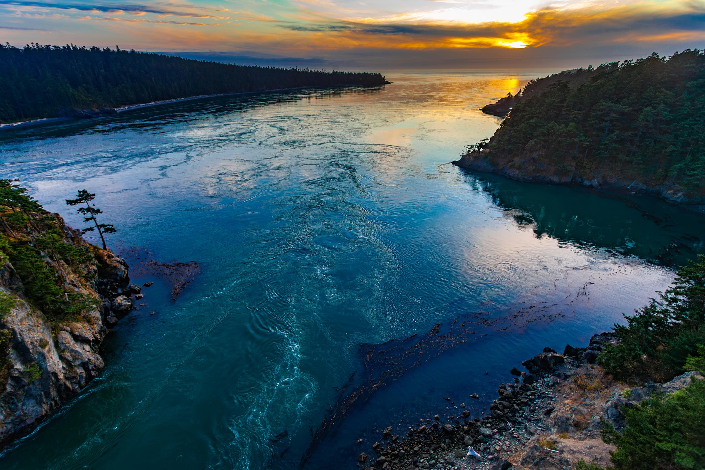 Rapid Flow in a Coastal Inlet Deception Pass Washington State United States