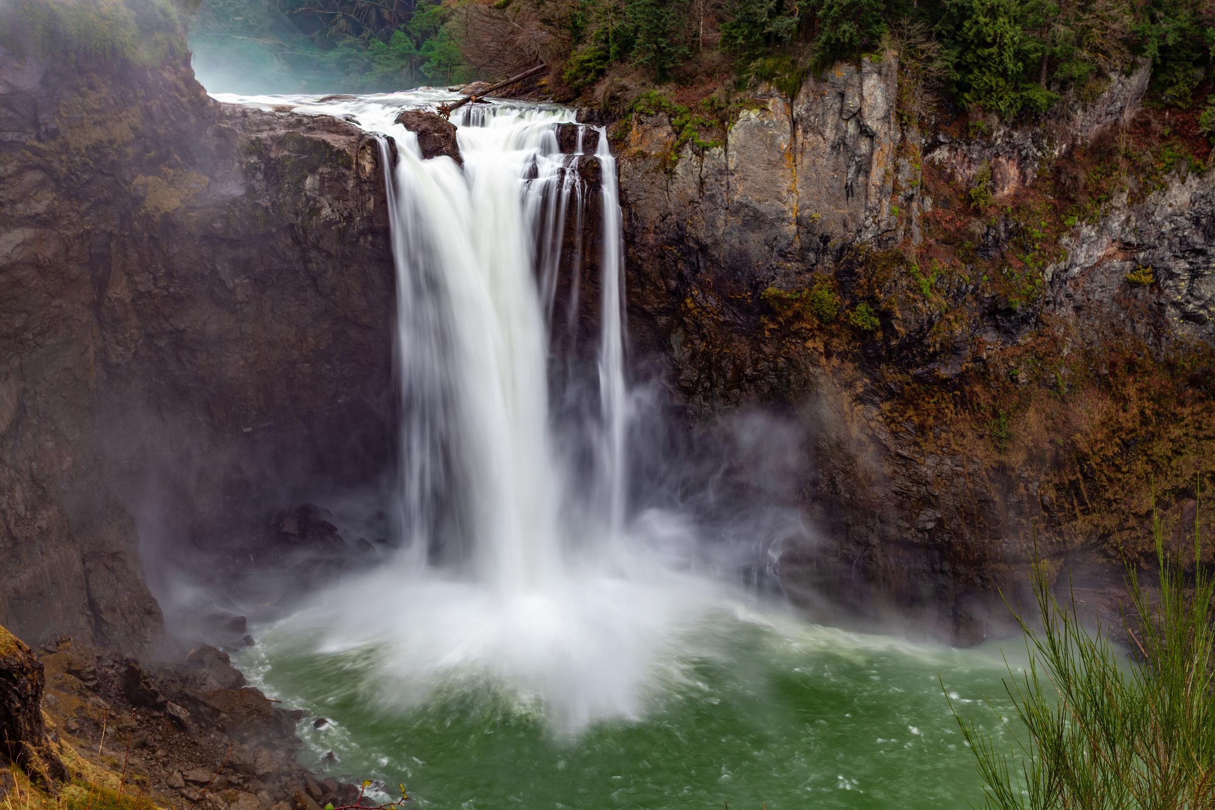 Powerful waterfall cascading into a river North Cascades Washington State United States