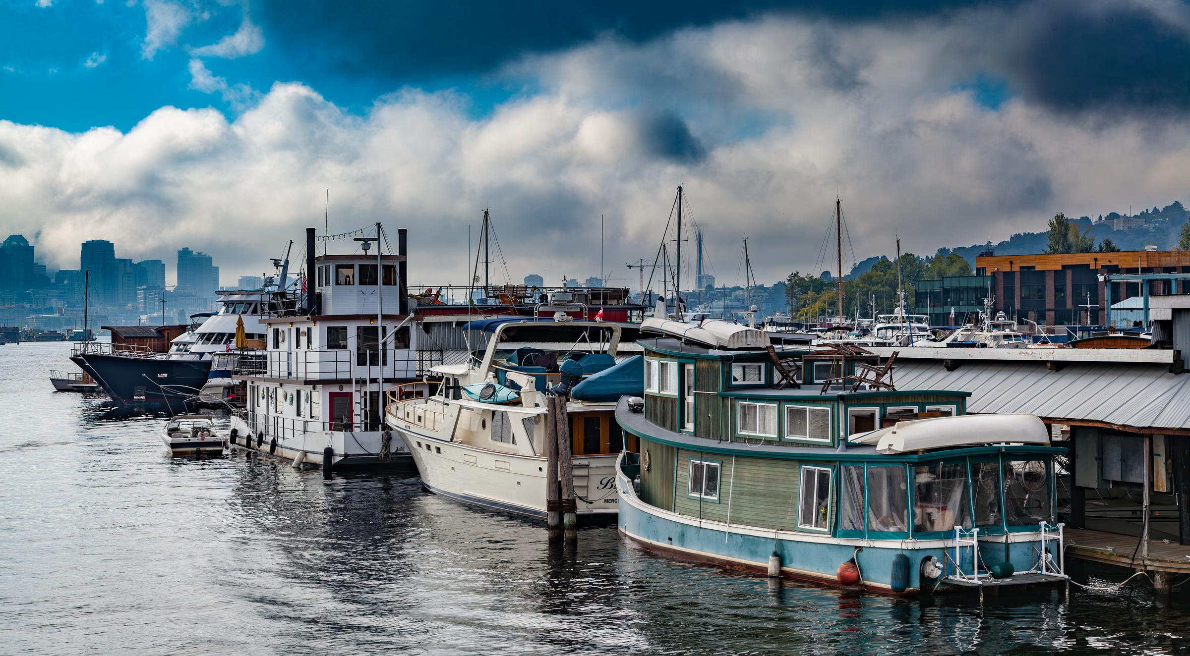 Boats docked at a marina Edmonds Washington State United States