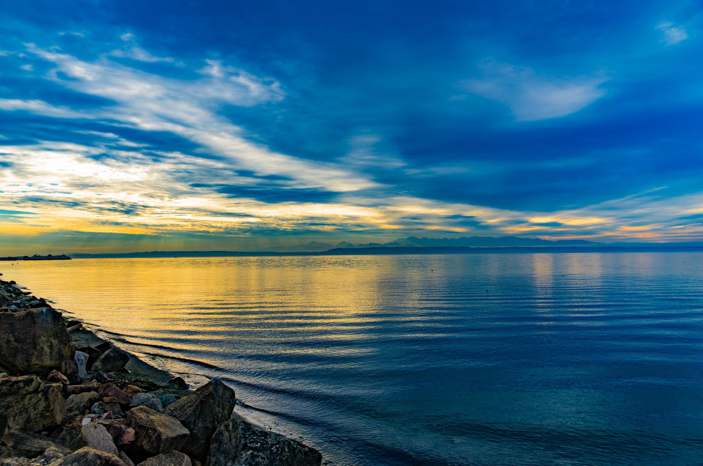 Sunset over the water Edmonds Washington United States