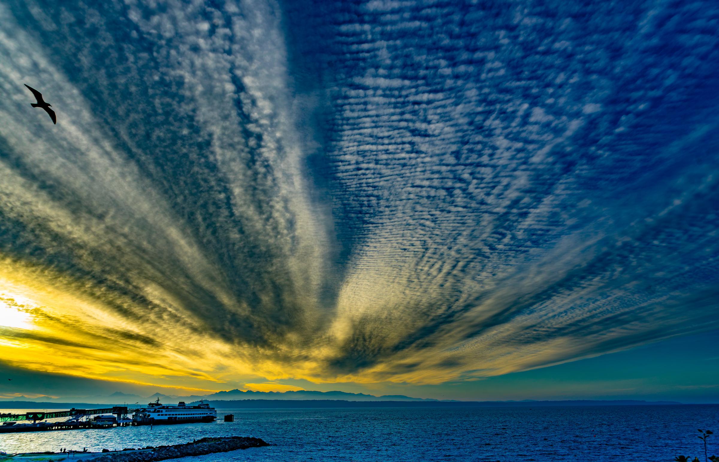 Dramatic Clouds Over the Water Edmonds Washington State United States