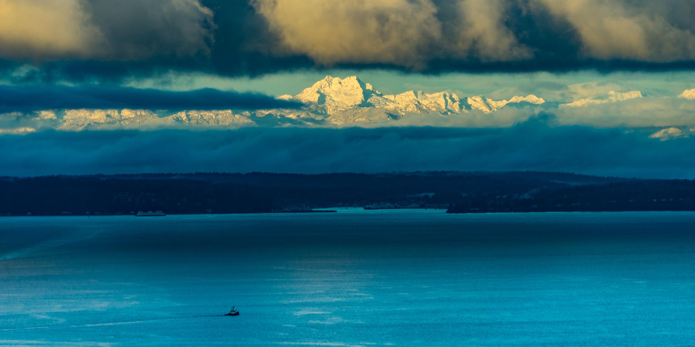 Dramatic Clouds Over the Water Seattle Washington United States