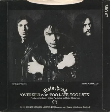 Overkill / Too Late, Too Late cover